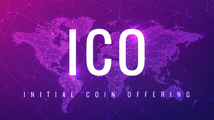 Image showing ICO initial coin offering ultraviolet banner.