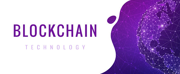 Image showing Blockchain technology futuristic hud ultraviolet banner.