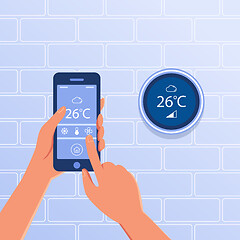 Image showing Smart thermostat as smart home concept.