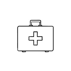 Image showing First aid kit hand drawn outline doodle icon.