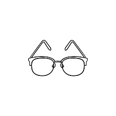 Image showing Eyeglasses hand drawn outline doodle icon.