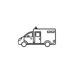 Image showing Ambulance car hand drawn outline doodle icon.