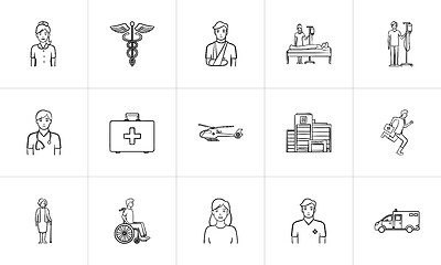 Image showing Medicine hand drawn outline doodle icon set.