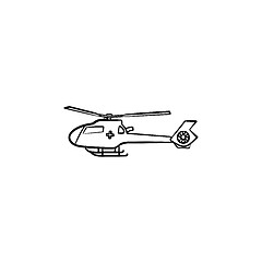 Image showing Medical helicopter hand drawn outline doodle icon.