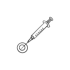 Image showing Stomatology injection hand drawn outline doodle icon.