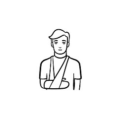 Image showing Patient with broken arm hand drawn outline doodle icon