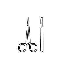 Image showing Surgery tools hand drawn outline doodle icon.