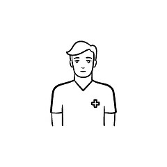 Image showing Male nurse hand drawn outline doodle icon.