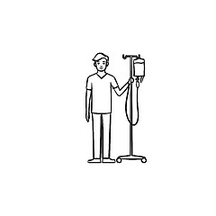 Image showing Patient with drop counter hand drawn outline doodle icon.