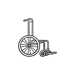 Image showing Wheelchair hand drawn outline doodle icon.