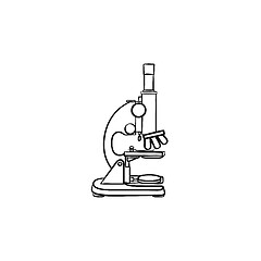 Image showing Microscope hand drawn outline doodle icon.