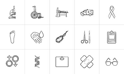 Image showing Medicine hand drawn outline doodle icon set.