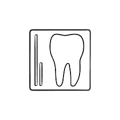 Image showing Tooth x-ray hand drawn outline doodle icon.