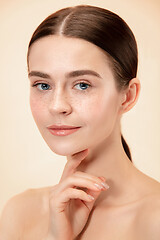 Image showing Beautiful female face. Perfect skin