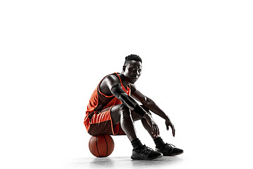 Image showing Full length portrait of a basketball player with ball