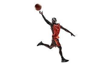 Image showing Full length portrait of a basketball player with ball