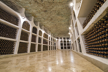 Image showing Bottles storage in winery