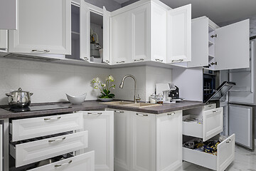 Image showing Simple and luxury modern white kitchen interior