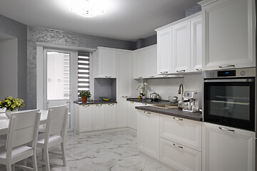 Image showing Simple and luxury modern white kitchen interior