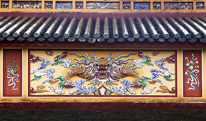 Image showing Dragon decoration in Imperial Palace in Hue, Vietnam