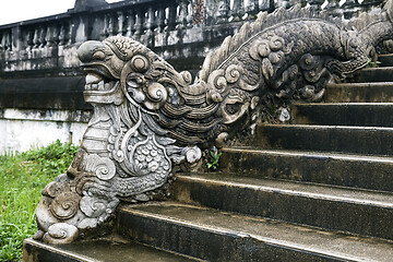 Image showing Dragon-shaped handrail in Hue Imperial Palace