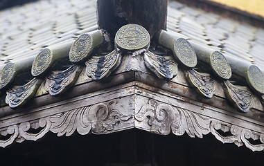 Image showing Close up of roof of Buddhist temple