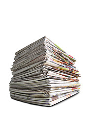 Image showing A pile of newspapers