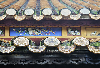 Image showing Close up of roof of Buddhist temple