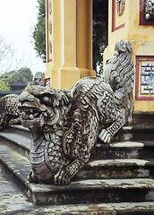 Image showing Dragon-shaped handrail in Hue Imperial Palace