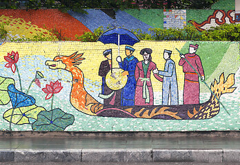 Image showing Hanoi, VIETNAM - JANUARY 12, 2015 - Ceramic mosaic mural in Hanoi