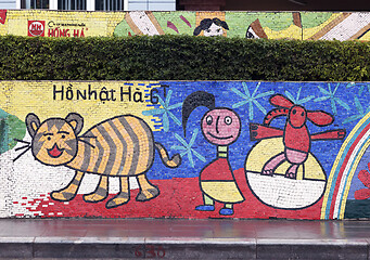 Image showing Hanoi, VIETNAM - JANUARY 12, 2015 - Ceramic mosaic mural in Hanoi