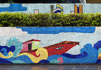 Image showing Hanoi, VIETNAM - JANUARY 12, 2015 - Ceramic mosaic mural in Hanoi