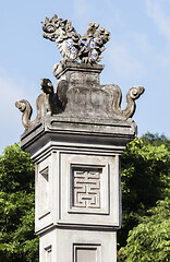 Image showing Decorative detail on a column in a Vietnamese temple