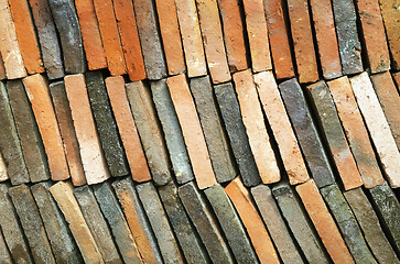Image showing Background of old clay tiles in a pile
