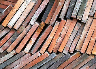 Image showing Background of old clay tiles in a pile