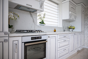 Image showing Luxury modern classic white kitchen interior