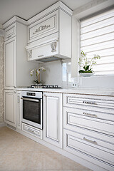 Image showing Luxury modern classic white kitchen interior