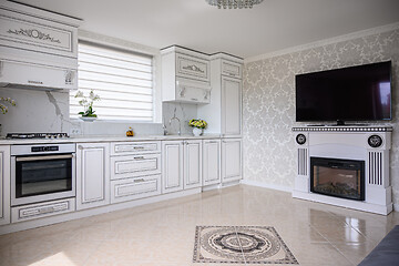 Image showing Luxury modern classic white kitchen interior