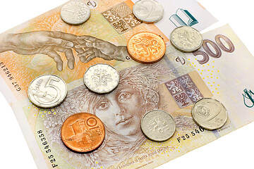 Image showing Czech money, banknotes and coins 