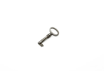 Image showing Vintage silver key on white background