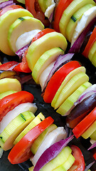 Image showing Cut vegetables cooked for baking, food background