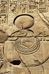 Image showing Ancient stone wall with Egyptian hieroglyphs