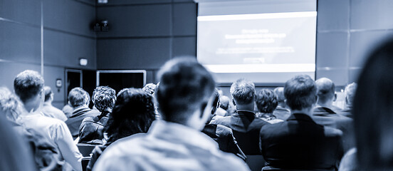 Image showing Speaker giving presentation on scientific business conference.