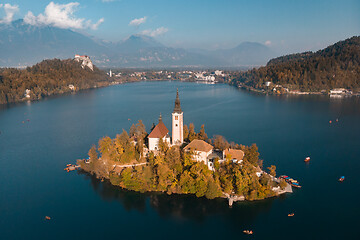 Image showing Island on Lake Bled in Slovenia, with the Church of the Assumption