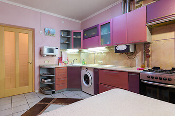 Image showing Modern nice habitable kitchen of a small small apartment