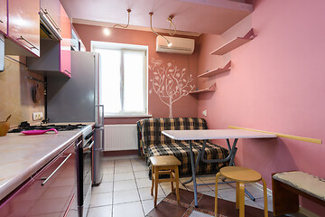 Image showing Modern nice habitable kitchen of a small small apartment