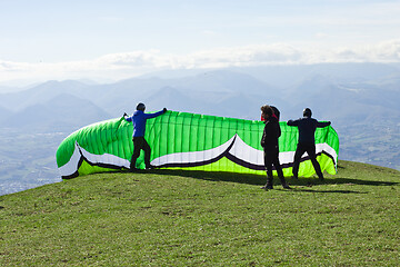 Image showing Monte San Vicino, Italy - November 1, 2020: Paragliding in the m