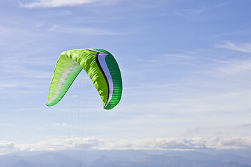 Image showing Monte San Vicino, Italy - November 1, 2020: Paragliding in the m