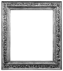 Image showing Old square silver wooden frame isolated on the white background