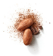 Image showing cocoa beans and powder isolated on white background